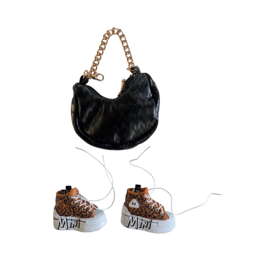 Zuru Mini Brands Fashion Series 4 Black & Gold Bag Leopard Platform Sneakers - Picture 5 of 7